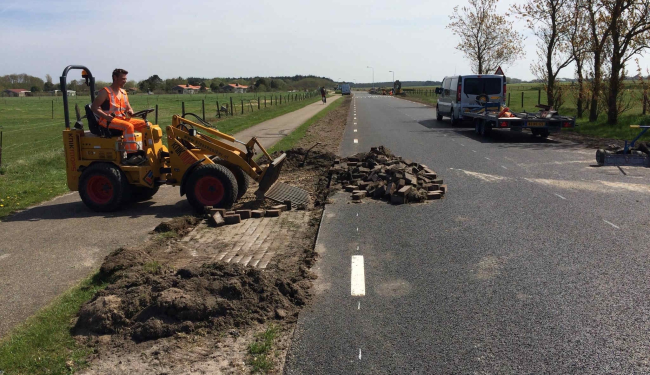 Voorbereidingen werkzaamheden berm Verbindingsweg Ameland