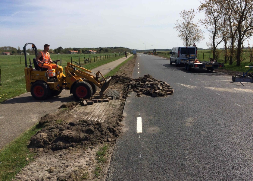 Voorbereidingen werkzaamheden berm Verbindingsweg Ameland